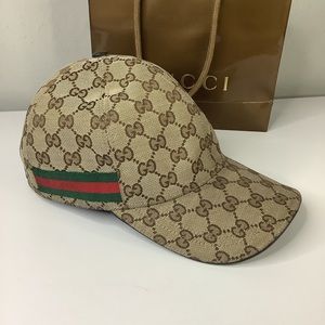 🧢GUCCI Original GG canvas baseball hat with Web🧢